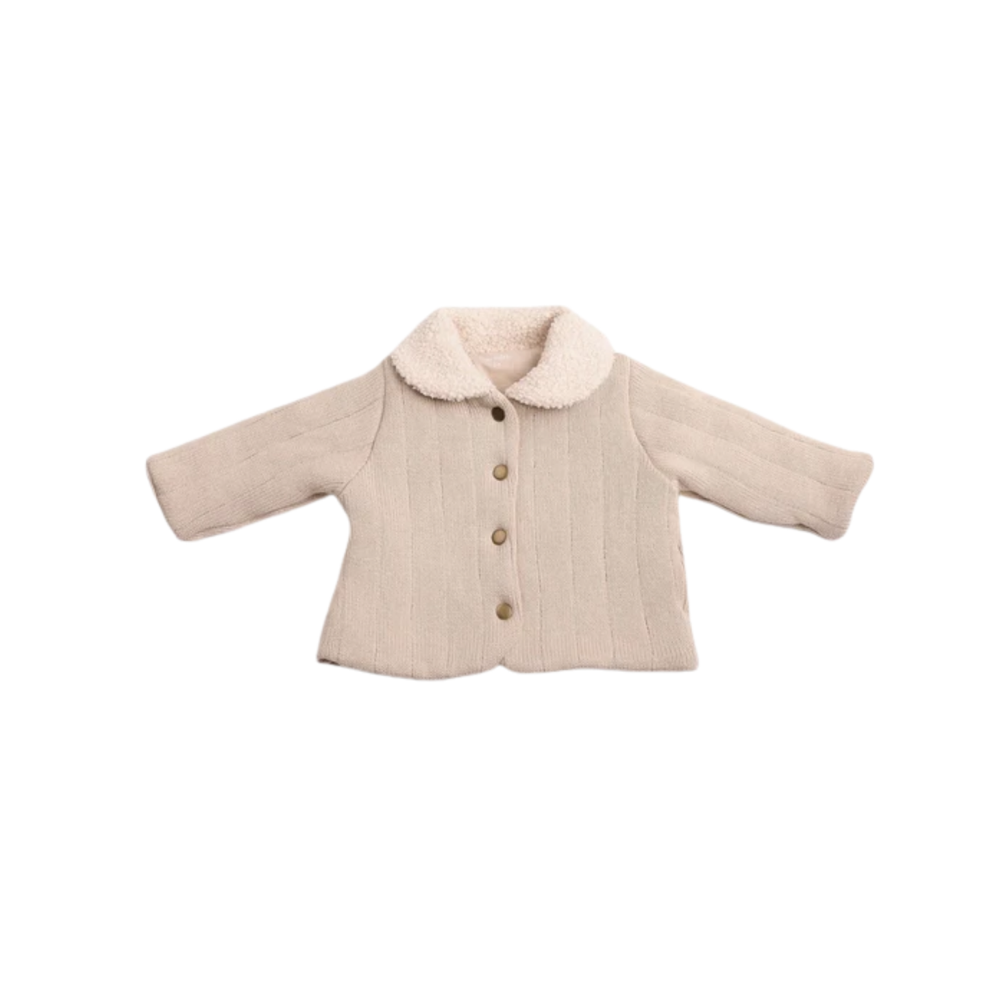 Bee And Dee Neutral Sherpa Collar Knit Jacket