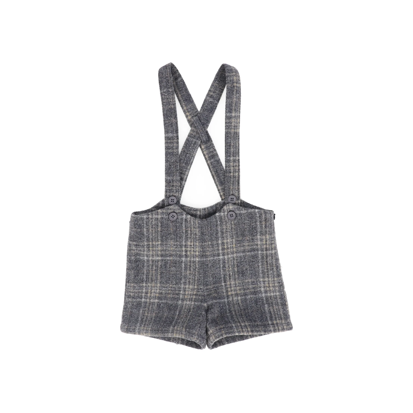 Le Bourdon Grey Plaid Print Overall