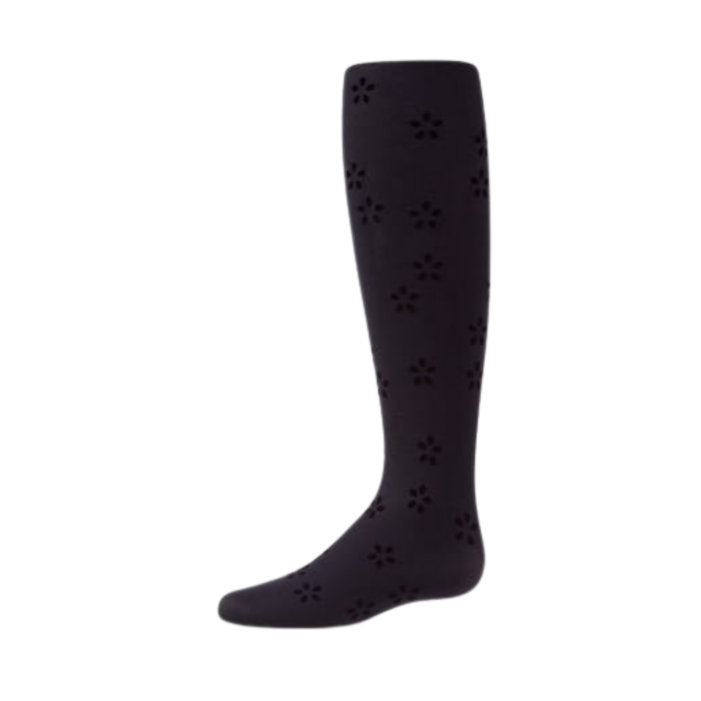 Memoi Navy Confetti Flower Flocked Tights