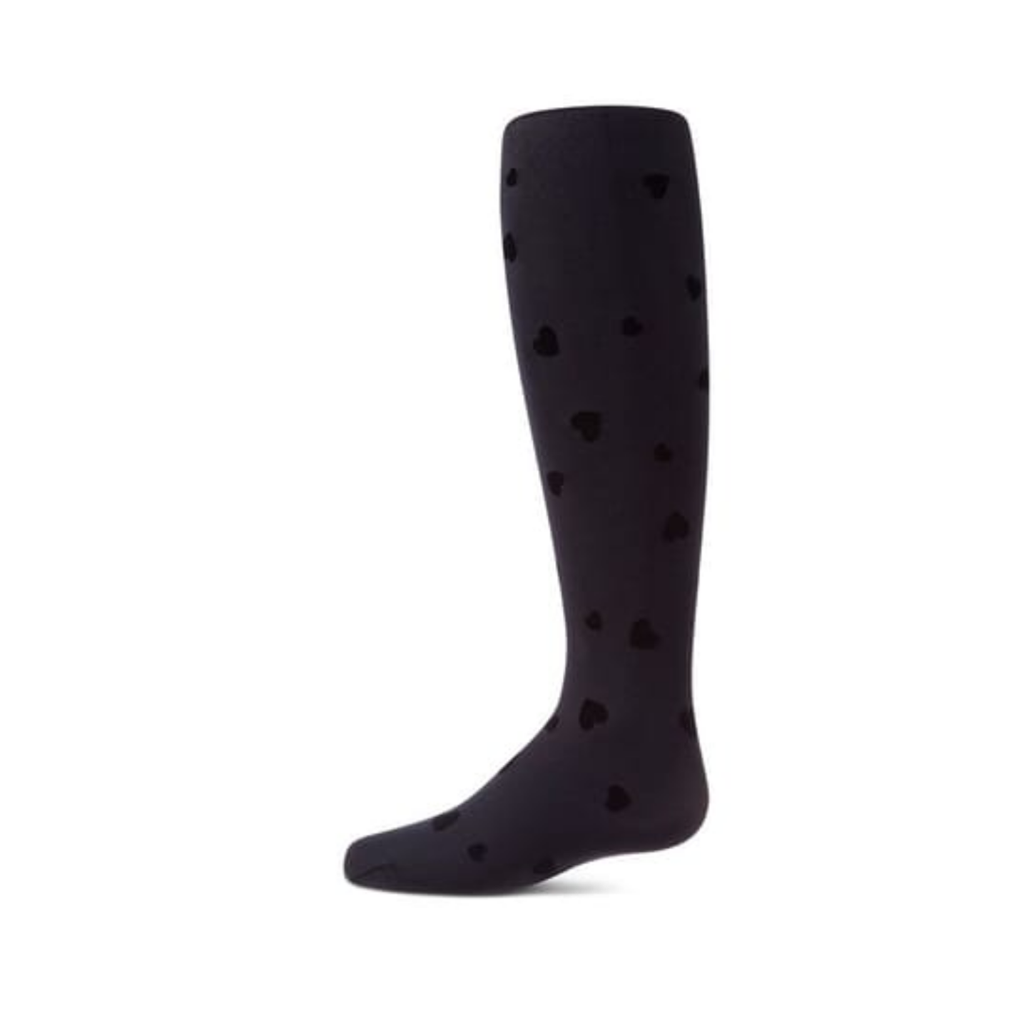 Memoi Navy Clustered Hearts Flocked Tights