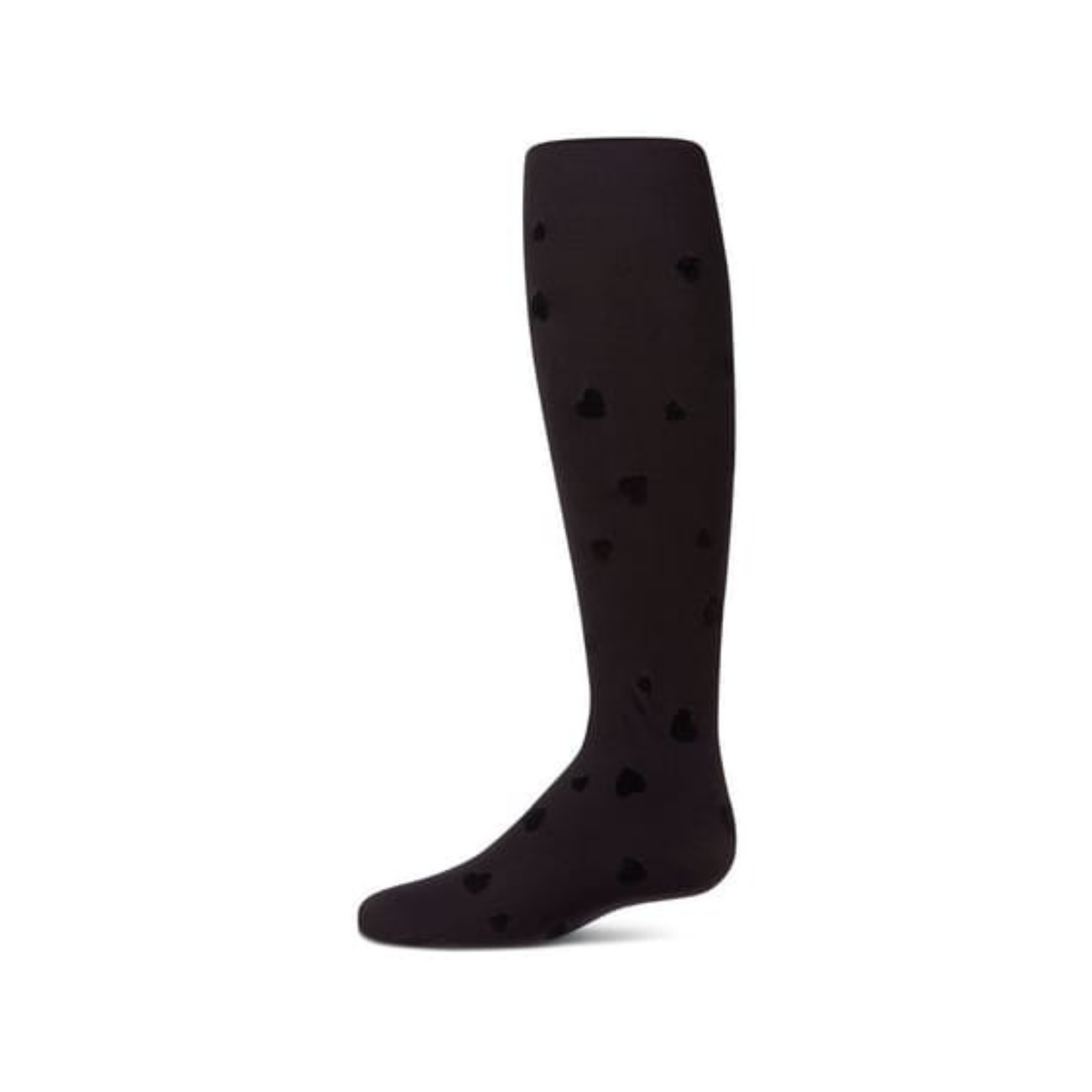 Memoi Black Clustered Hearts Flocked Tights