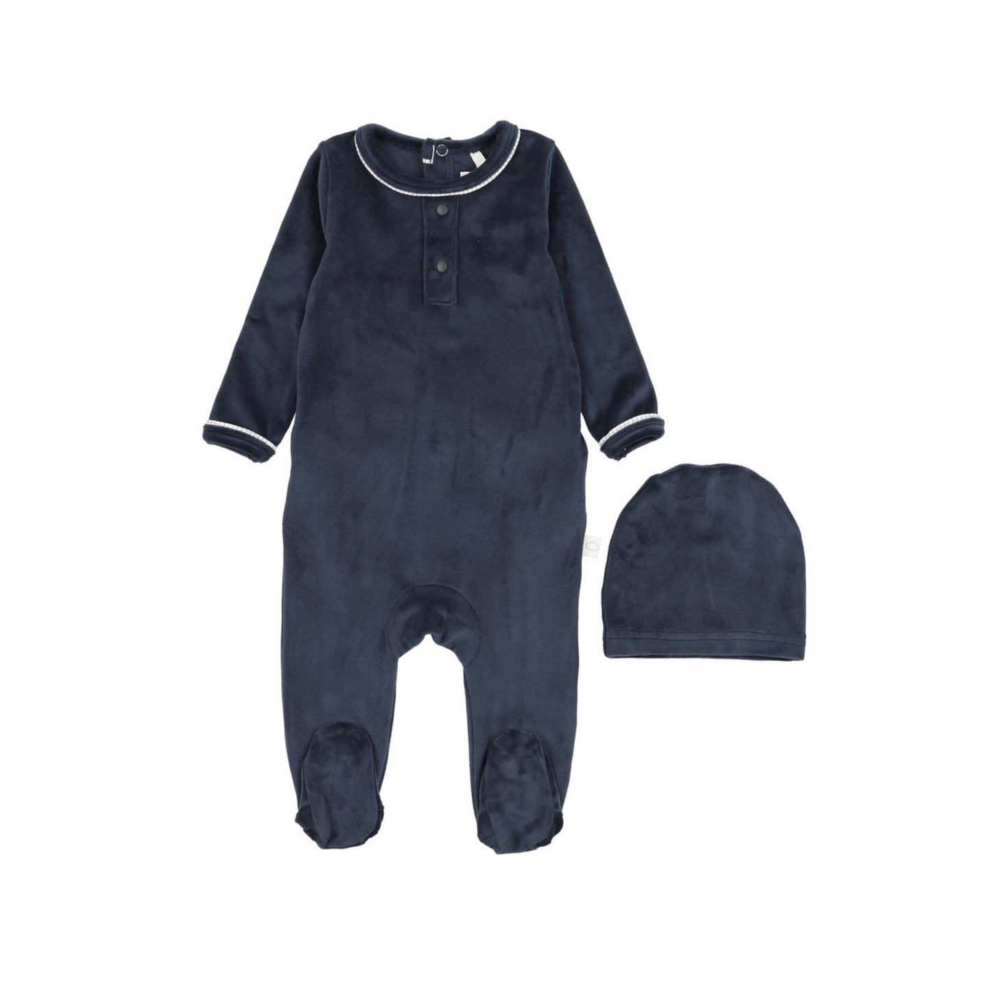 Pouf Navy Velour Grandpa Footie