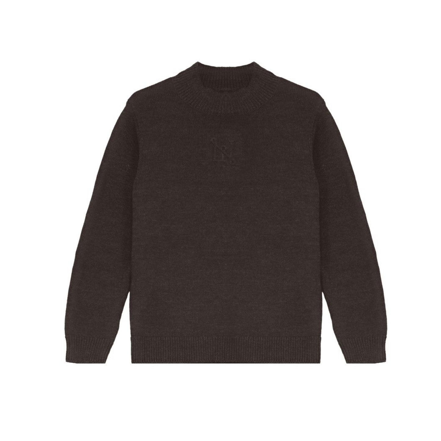 Calla Lili Brown Mock Neck Embossed Sweater
