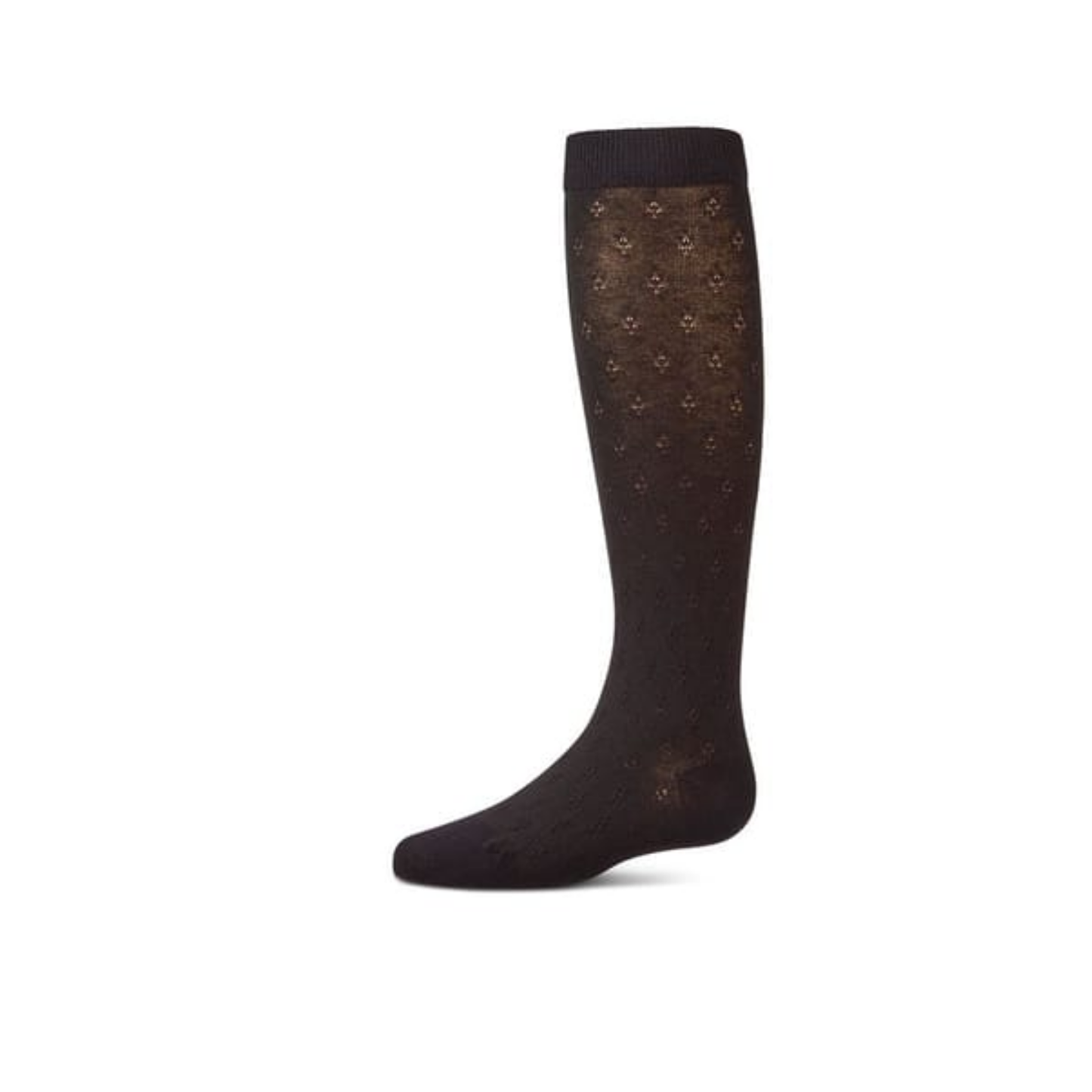Memoi Black Tiny Bloom Pointelle Knee High