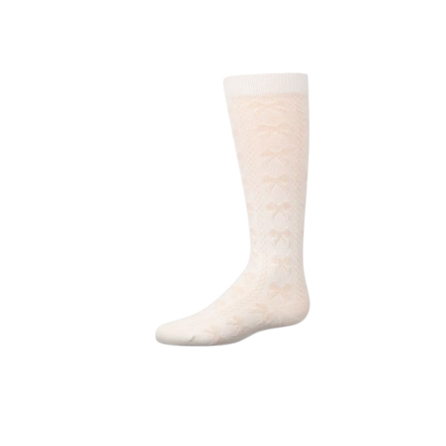 Memoi Winter White Tonal Bow Knee High