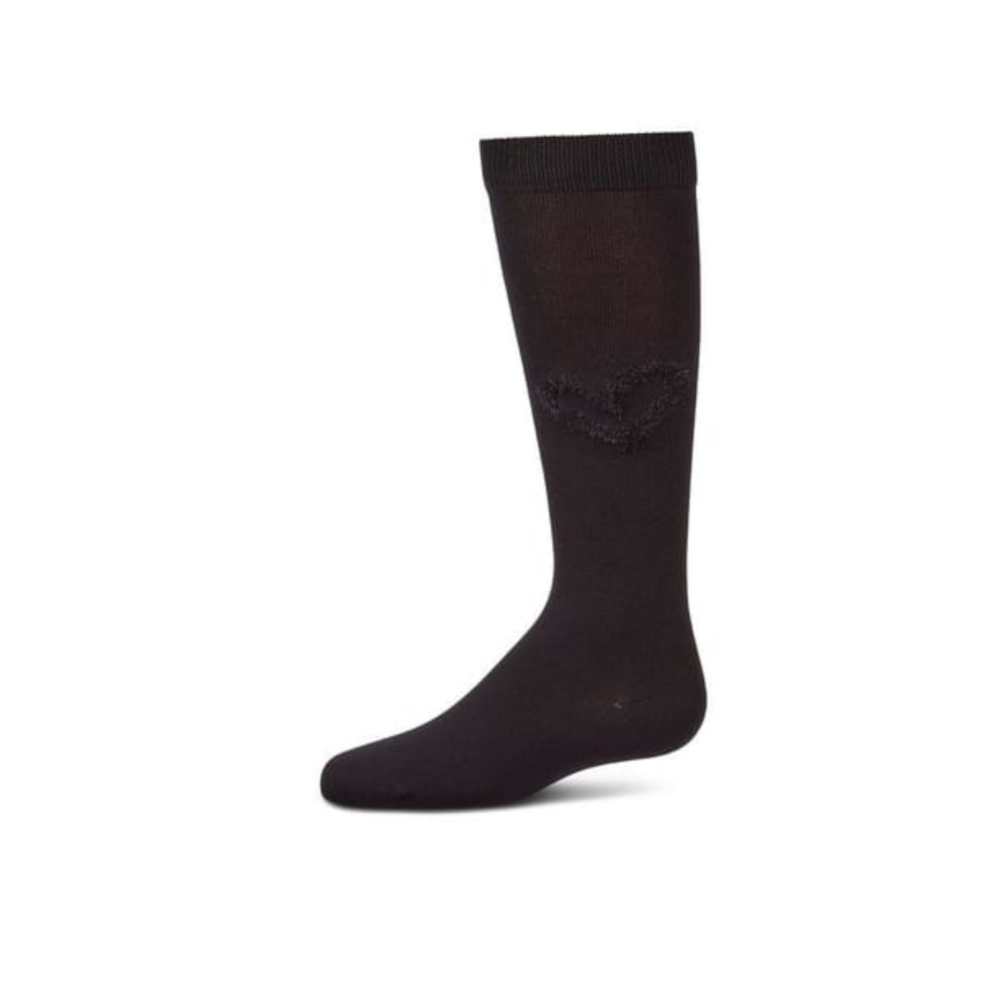 Memoi Black Cozy Heart Knee High