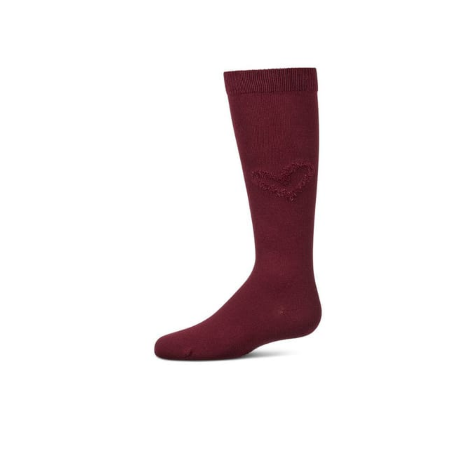 Memoi Burgundy Cozy Heart Knee High