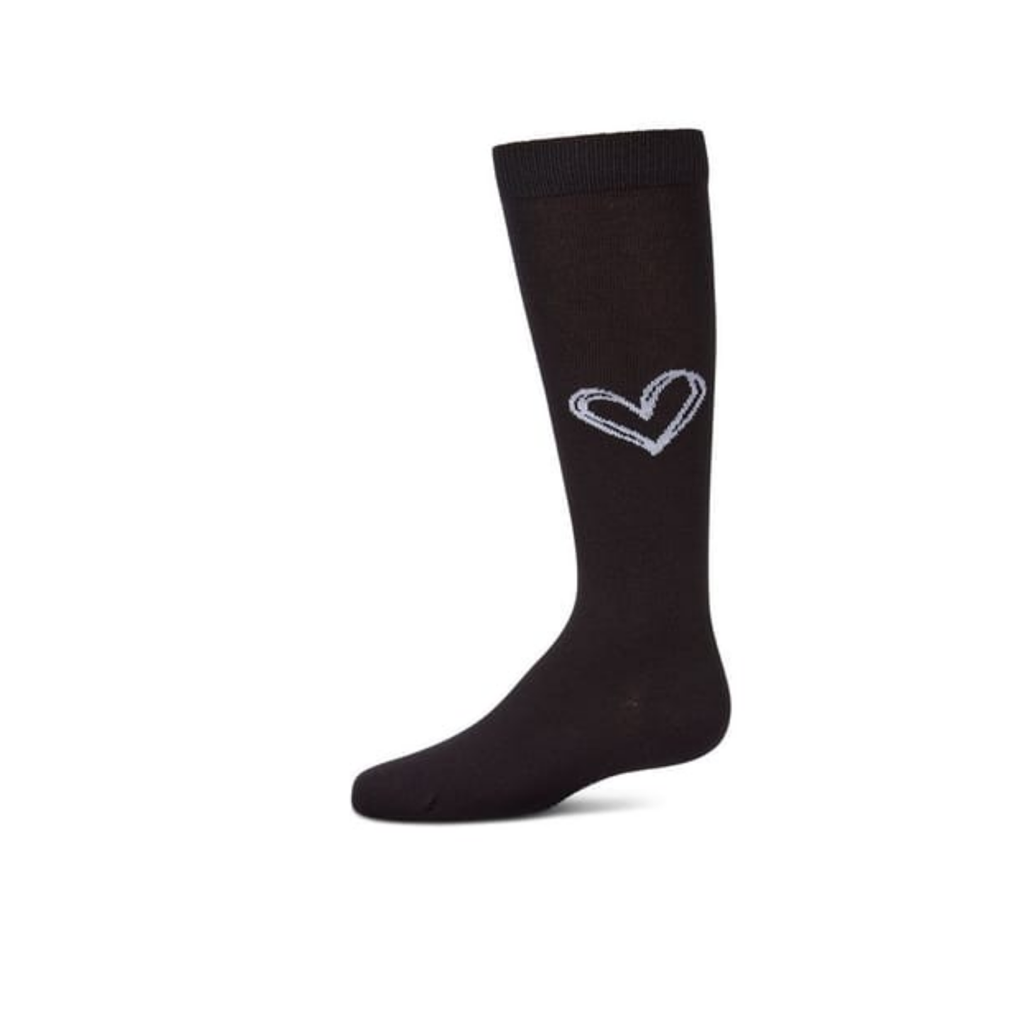Memoi Black-White Heart Pop Knee High
