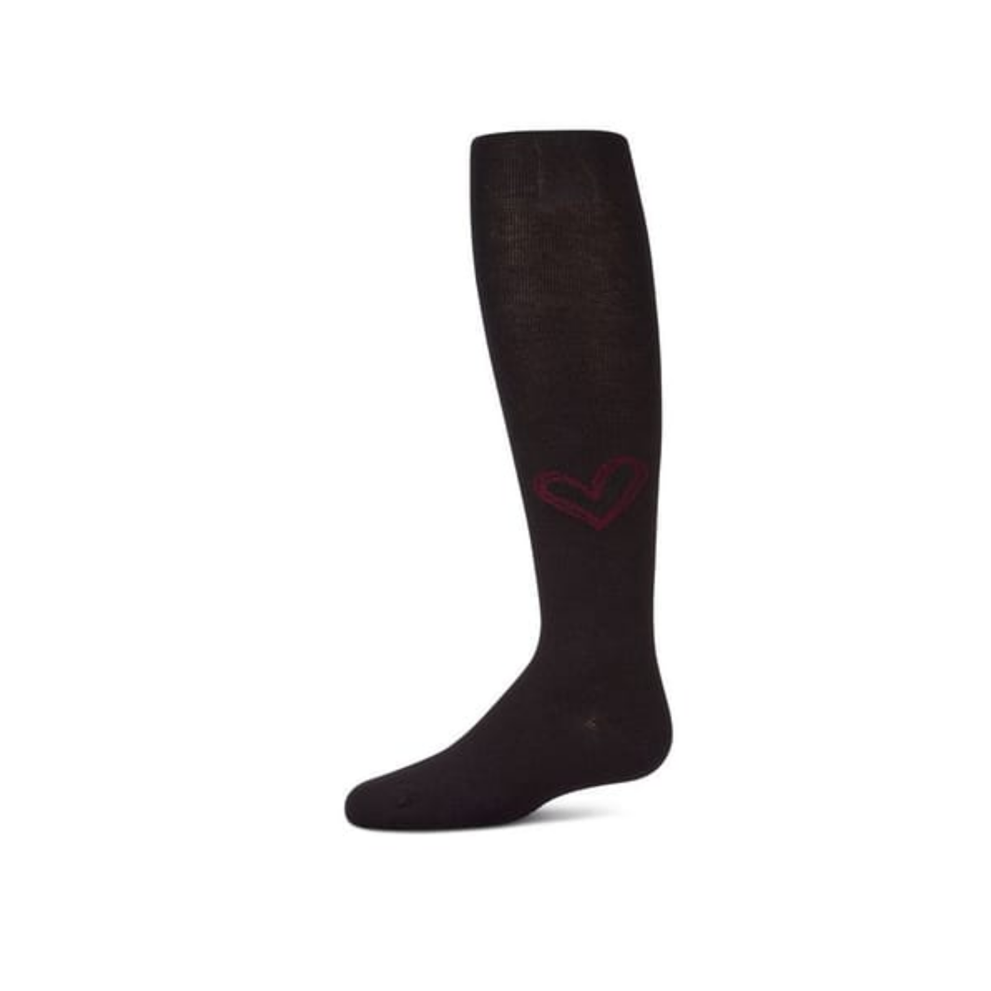 Memoi Black-Burgundy Heart Pop Cotton Tights