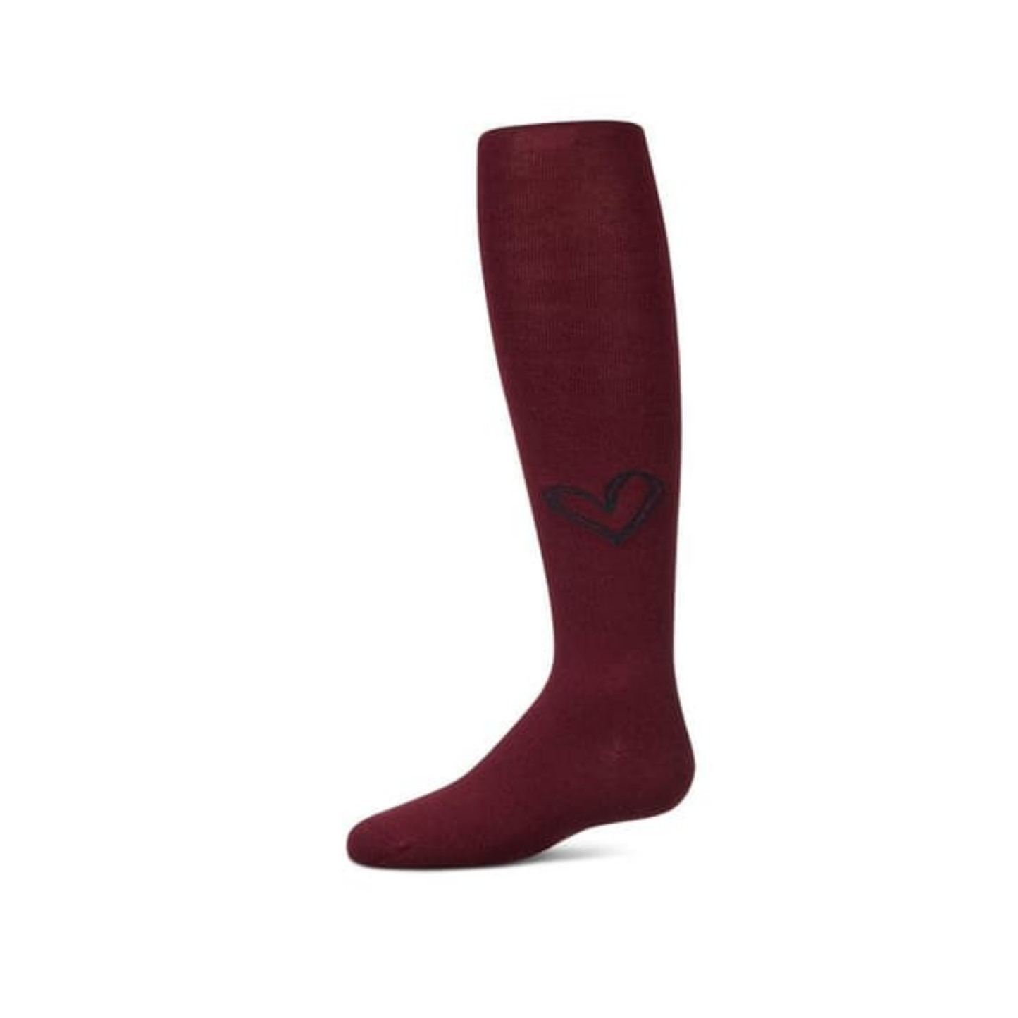 Memoi Burgundy Heart Pop Cotton Tights