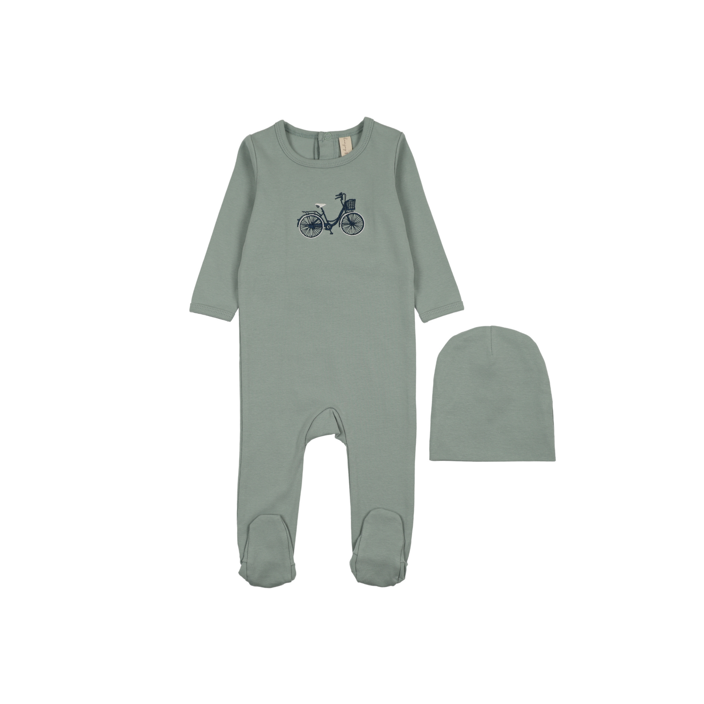 Bonjoy Teal Bike Embroidered Bike Footie Set