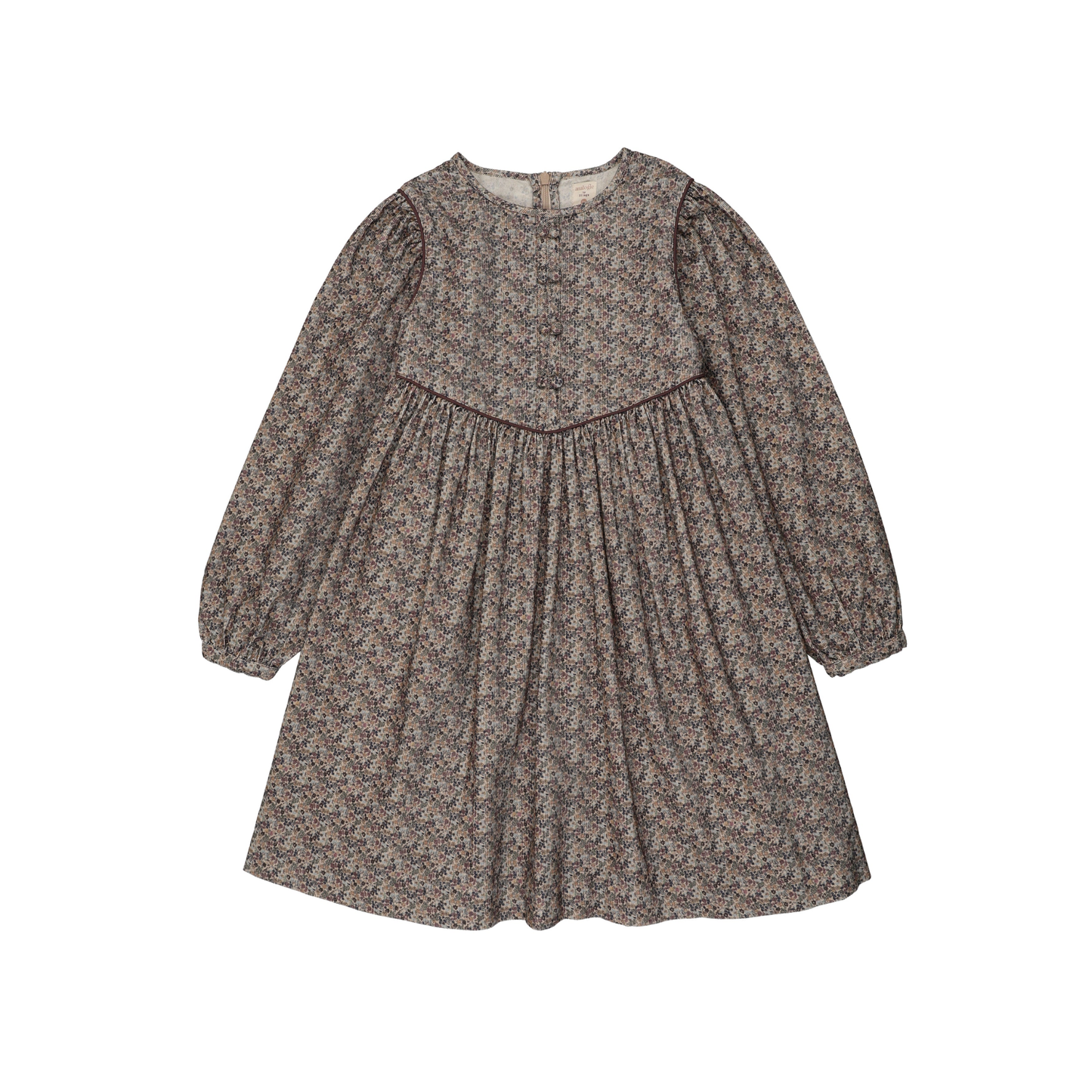 Analogie Oxford Tan Prin Home Garden Velvet Trim Dress