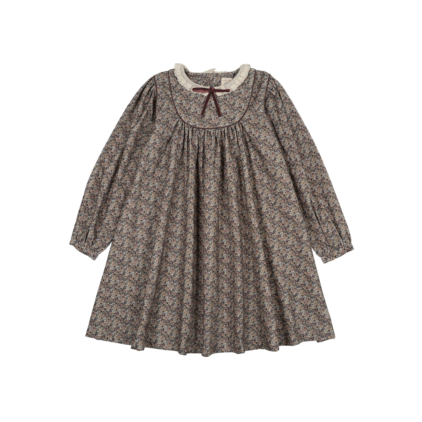 Analogie Oxford Tan Prin Home Garden Laced Trimmed Dress