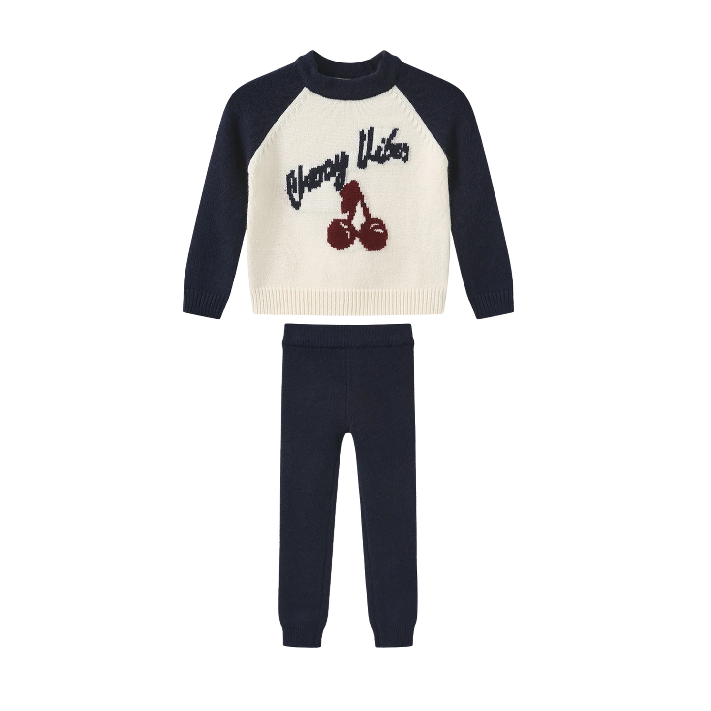 Phil And Phoebe Navy/White Knit Halter Neck Baby Girl Set