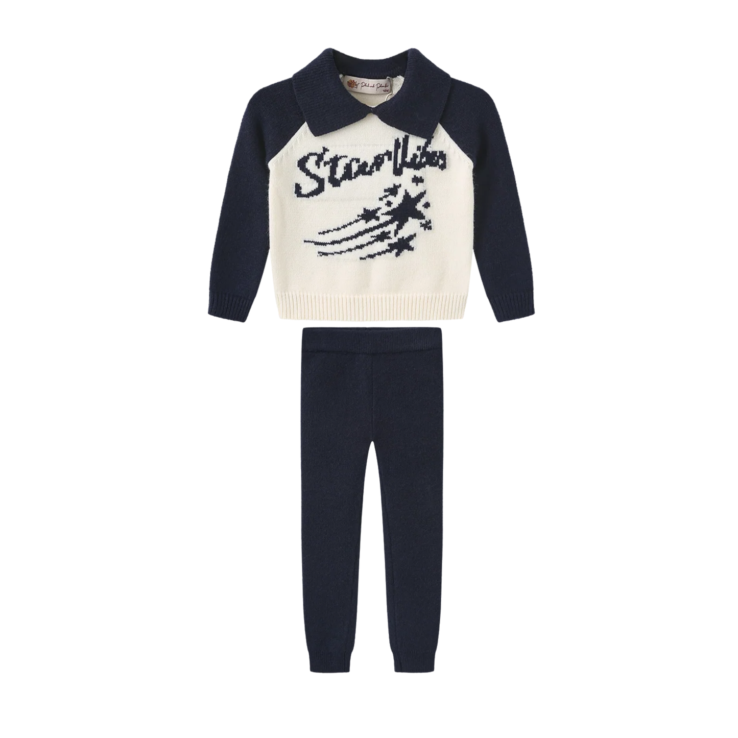 Phil And Phoebe Navy/White Knit Halter Neck Baby Boy Set