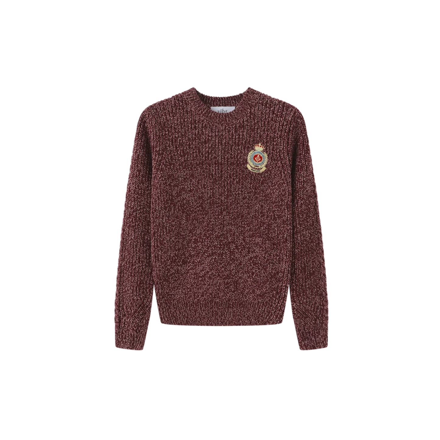 Vibe Burgundy Marled Big Patch Knit Sweater