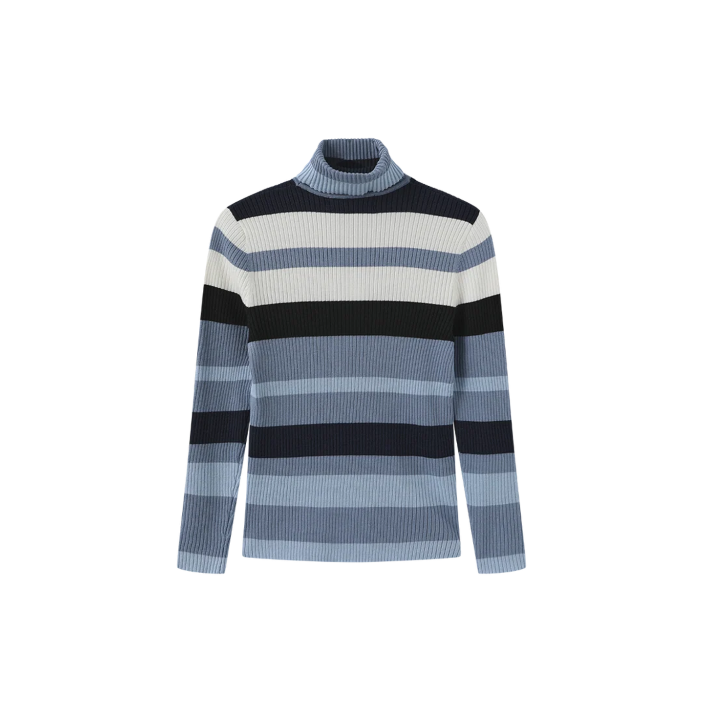 Vibe Blue Wide Striped Turtleneck
