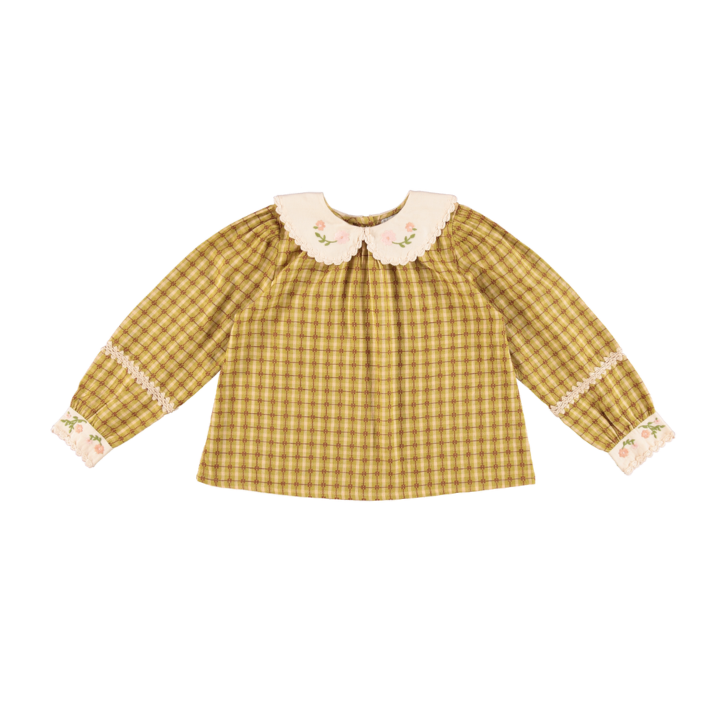 Bebe Organic Nostalgic Green Saphira Long Sleeve Blouse