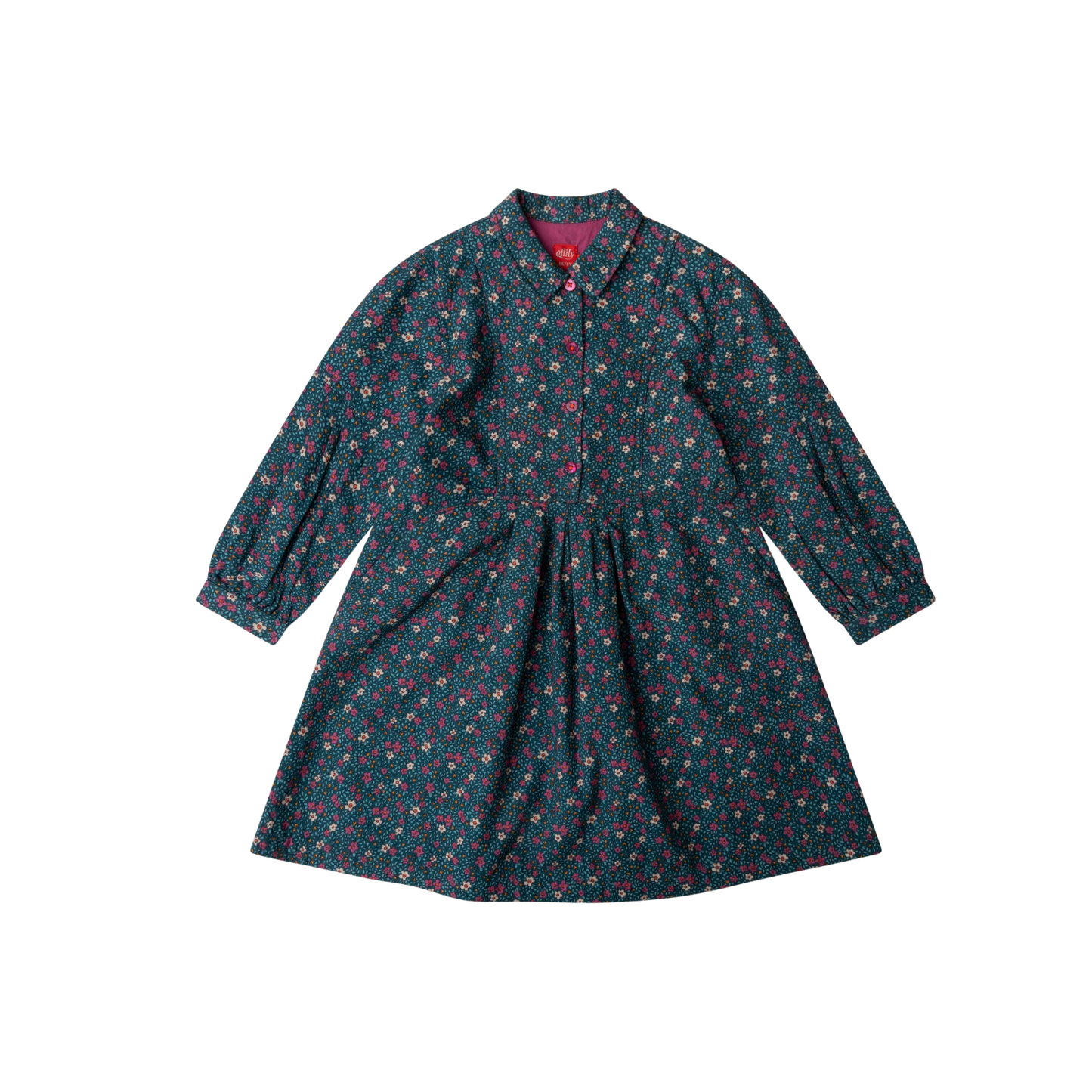 Oilily Deep Teal Delice Mini Flower Print Dress