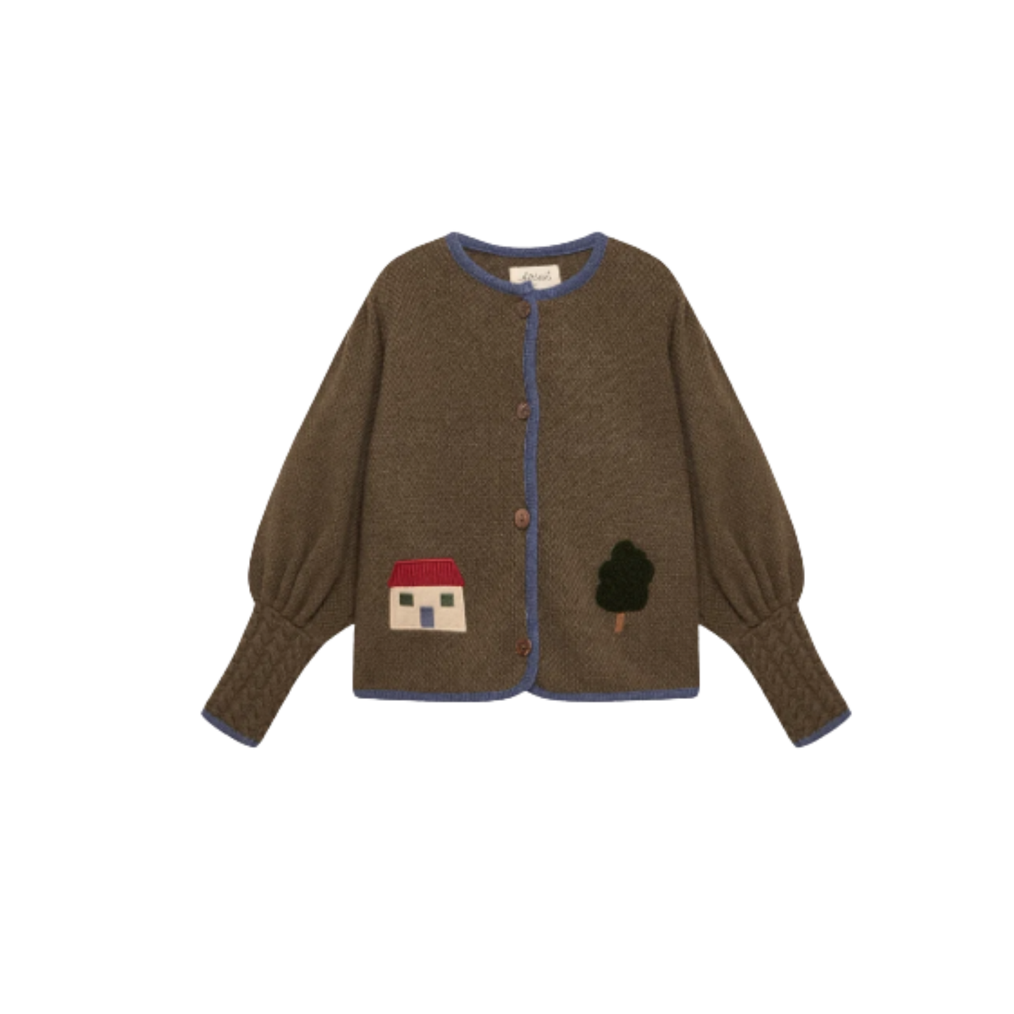 Birinit Olive Green Austrian Embroidered Knit Cardigan