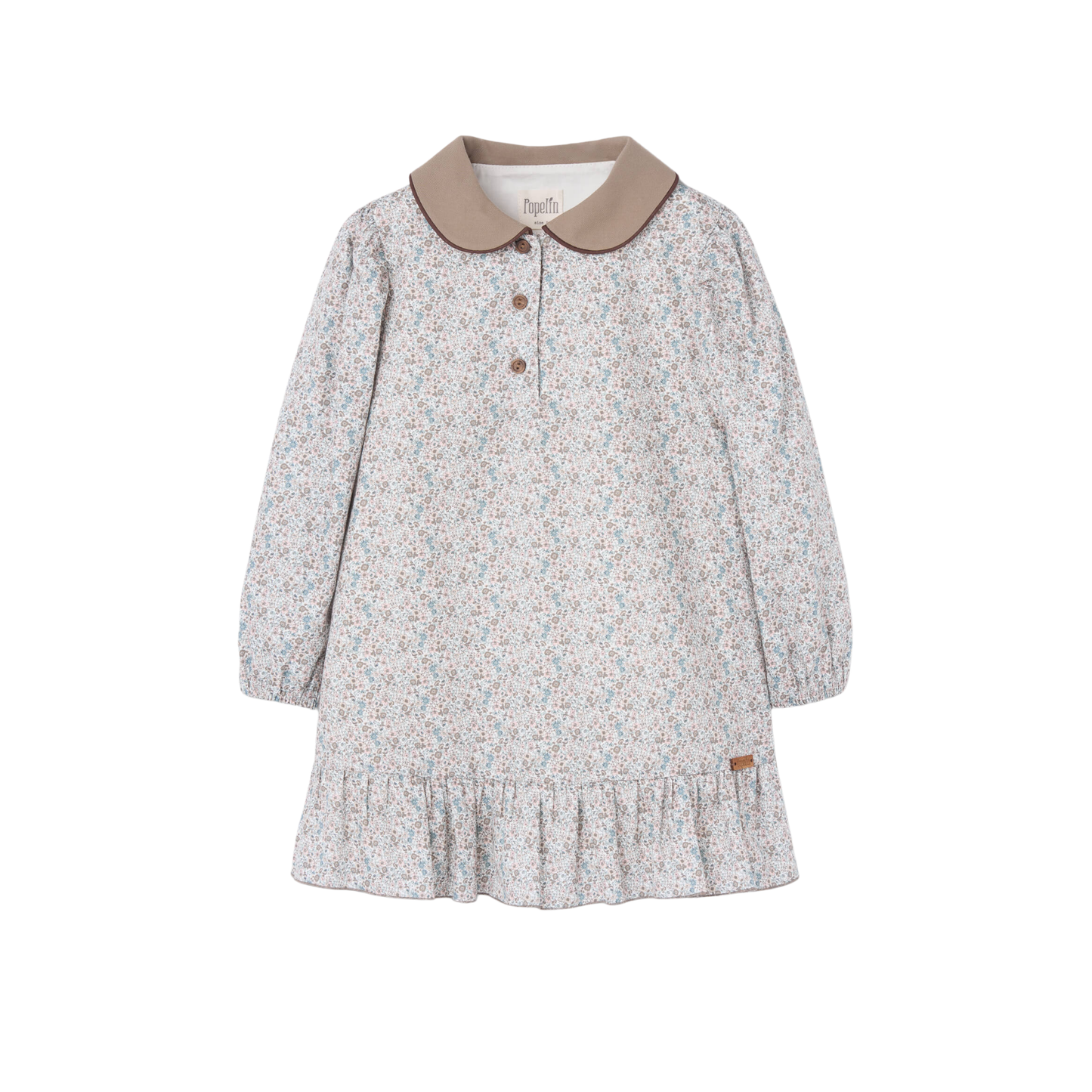 Popelin White Micro-Flower Floral Dress