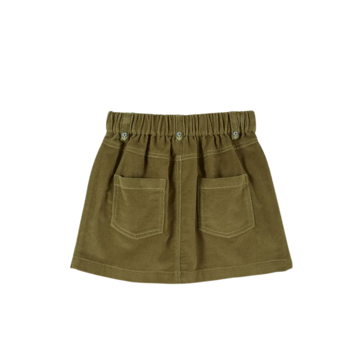 Emile Et Ida Pistachio Green Embroidered Pocket Skirt