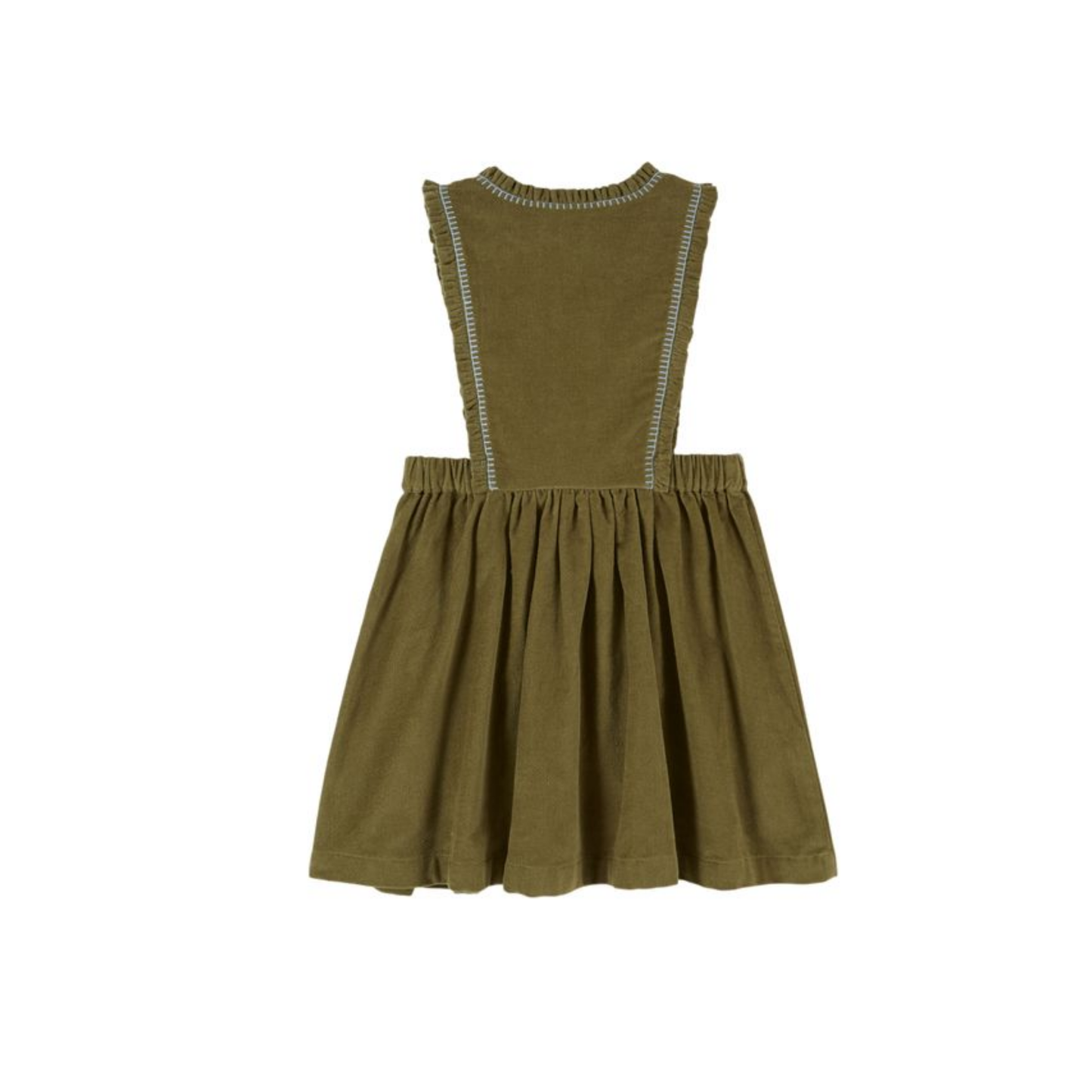 Emile Et Ida Pistachio Green Embroidered Pleated Sleeveless Dress