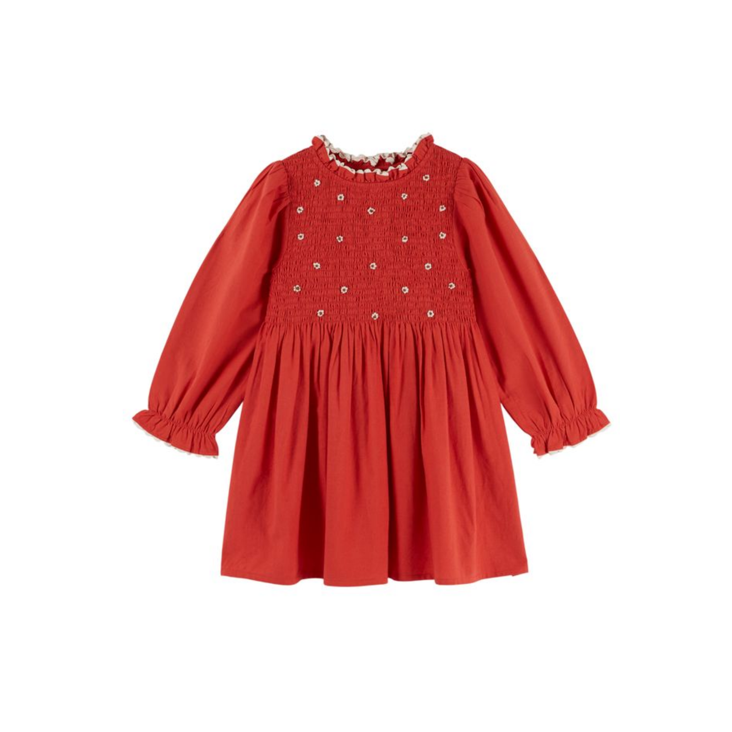 Emile Et Ida Cherry Red Elegant Long Sleeve Dress