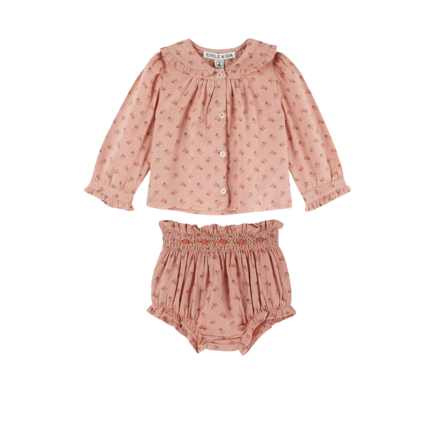 Emile Et Ida Soft Pastel Pink Floral Print Bloomer Set