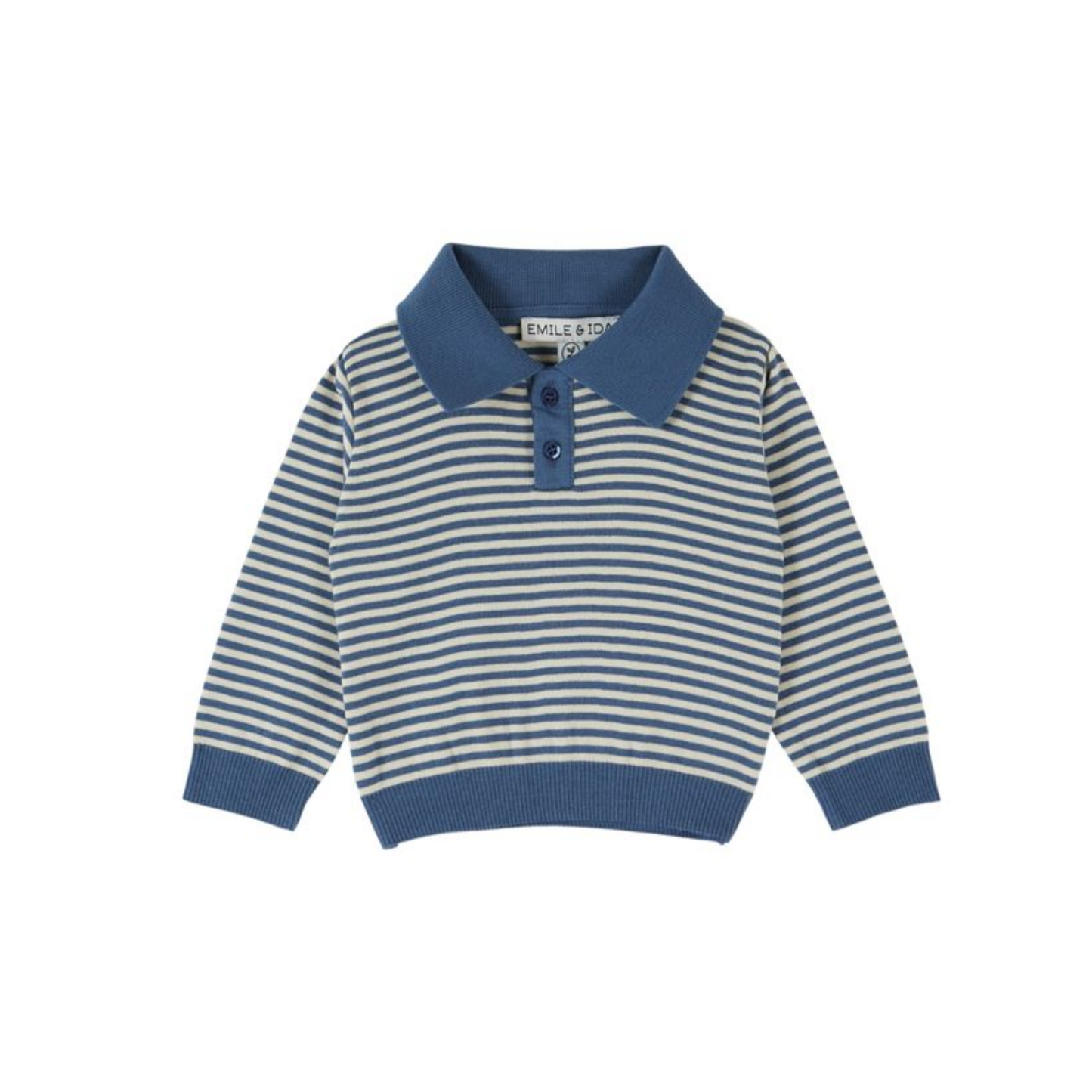 Emile Et Ida Ocean Stripe Long Sleeve Polo