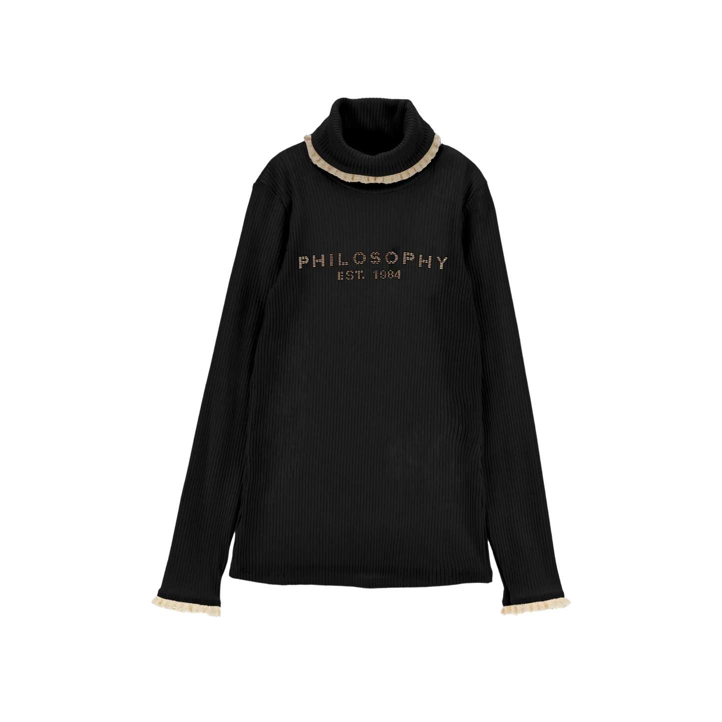 Philosophy Black Logo Rib Knit Turtleneck