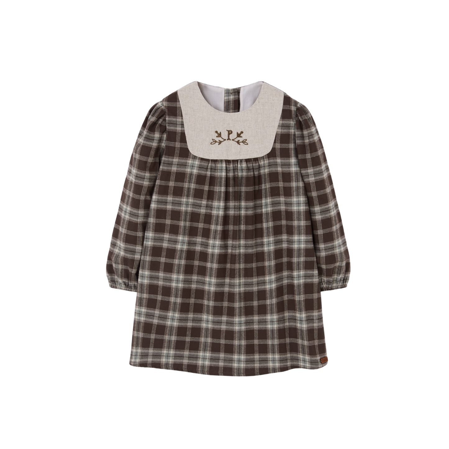 Popelin Brown Plaid Short Dress