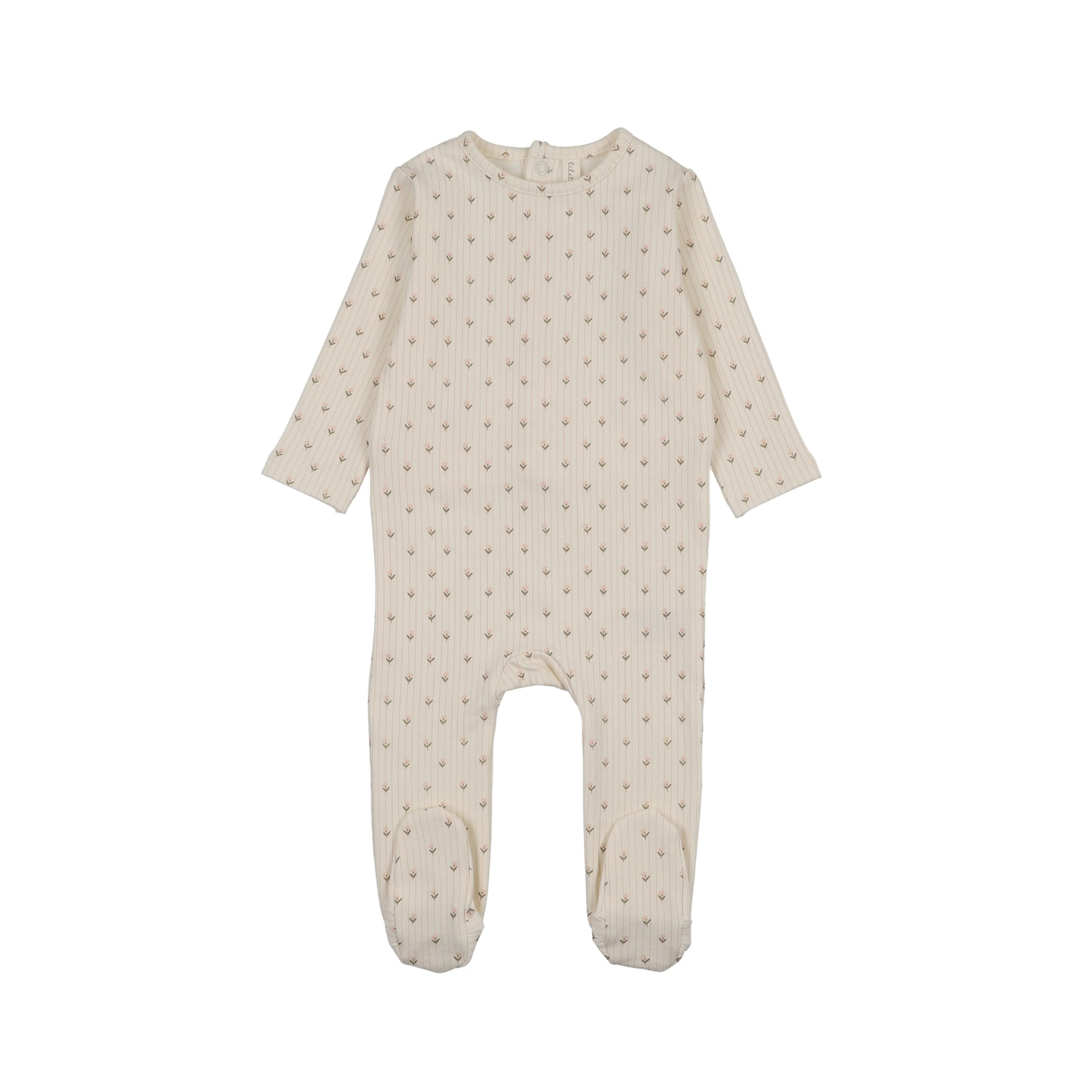 Lilette Cream/Pink Stripe Print Footie
