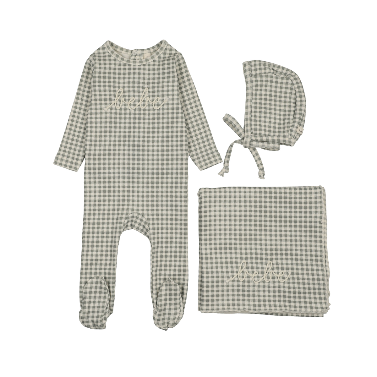 Lilette Pale Blue Gingham Bebe Layette Set