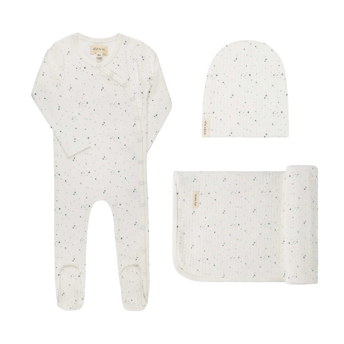 Ely's & Co Ivory Stars Printed Stars Footie Set