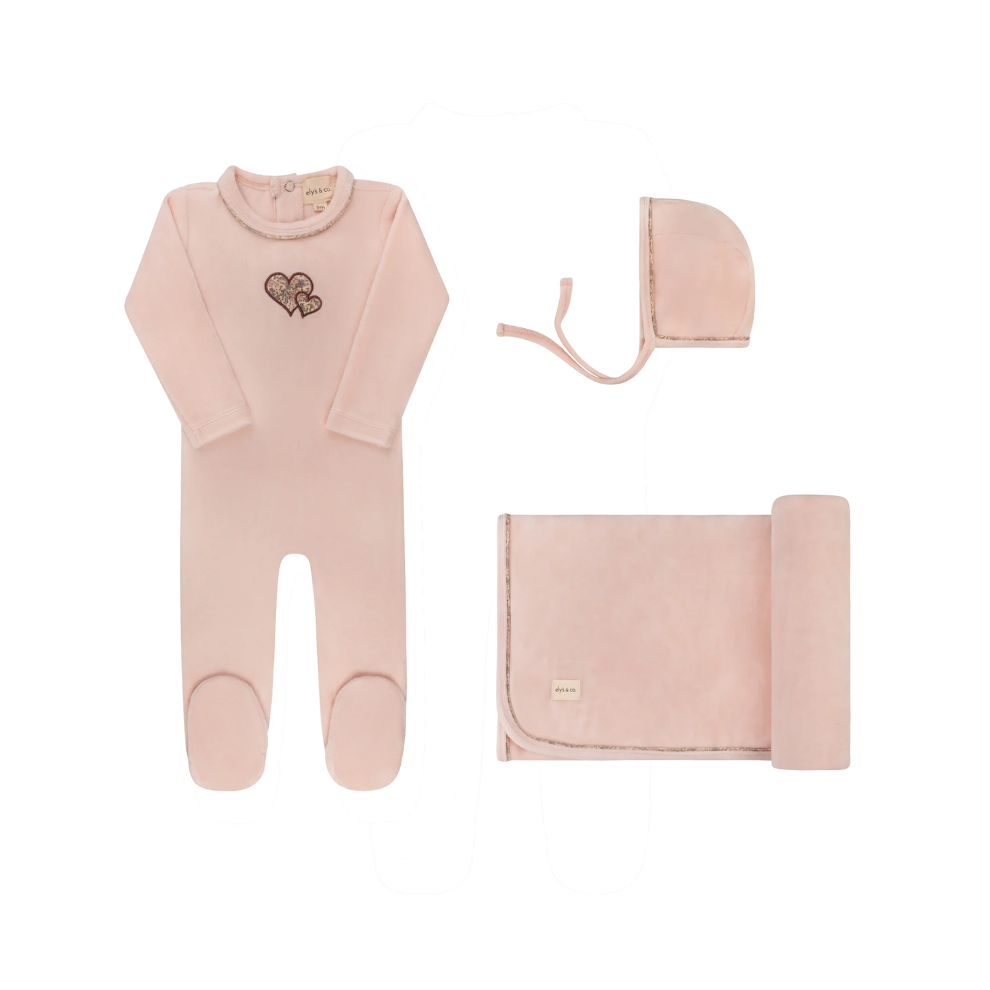 Ely's & Co Pink Embroidered Liberty / Berry Layette Set