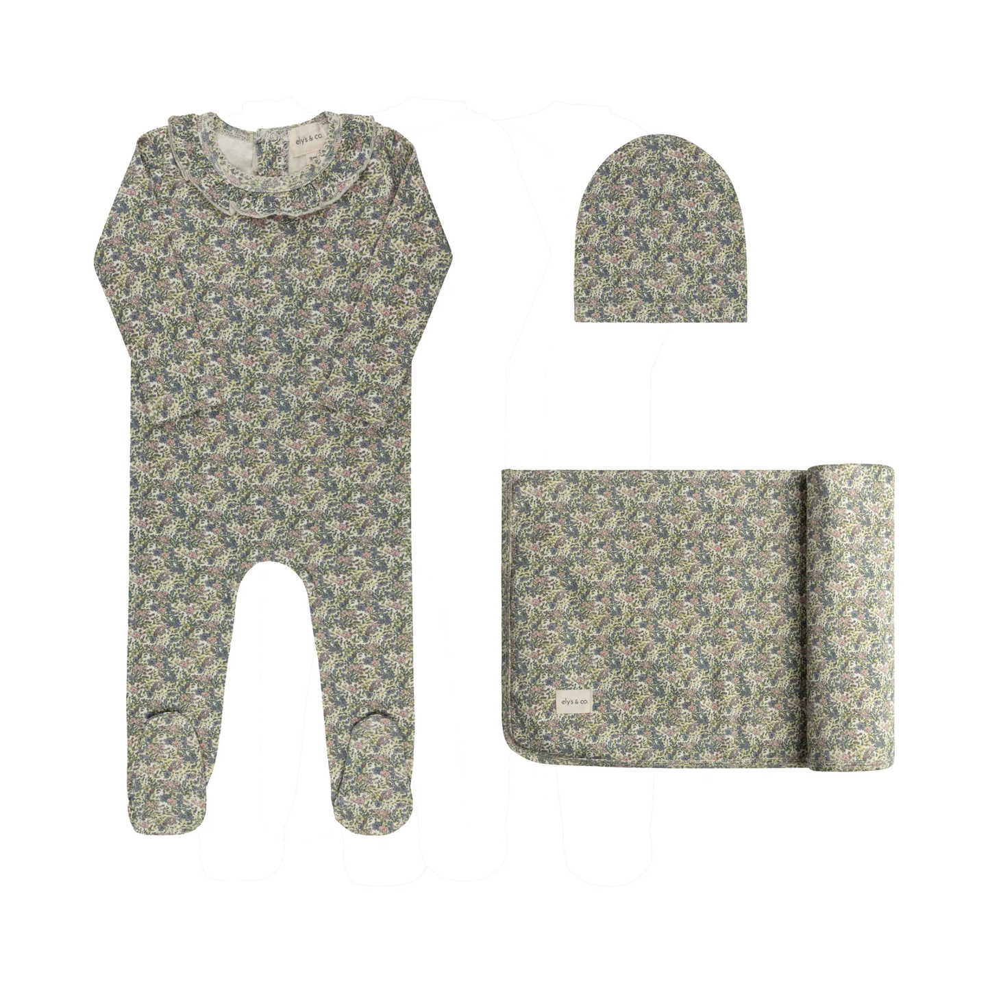 Ely's & Co Ivory/Pink Liberty / Berry Layette Set