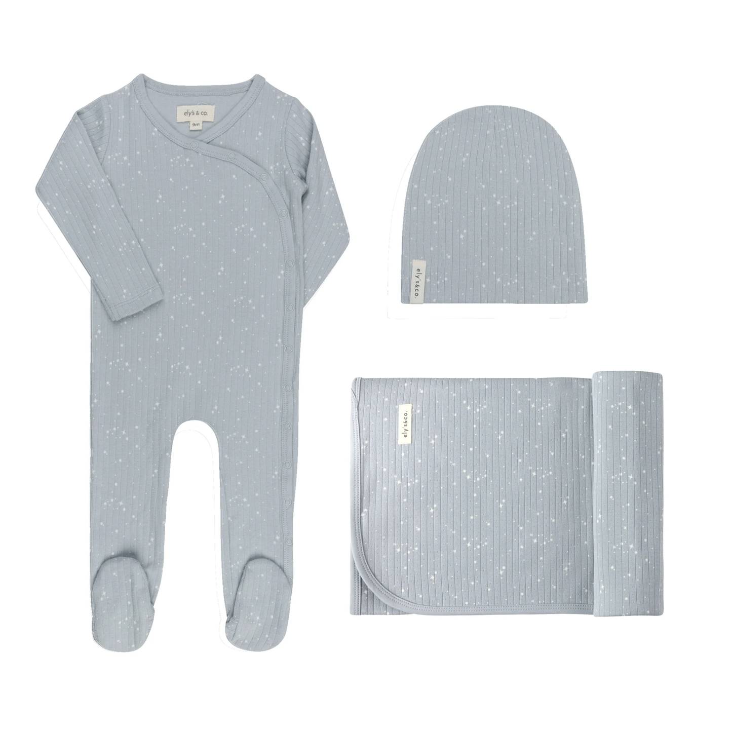 Ely's & Co Blue Stars Printed Stars Layette Set
