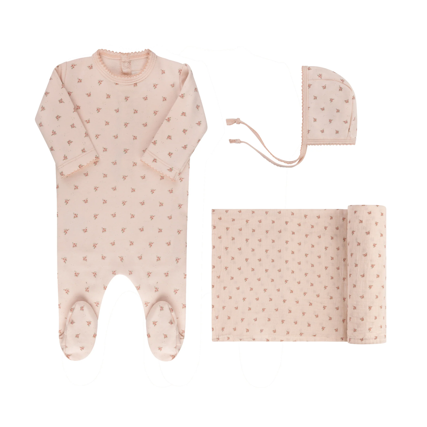 Ely's & Co Pink Rosebud Layette Set