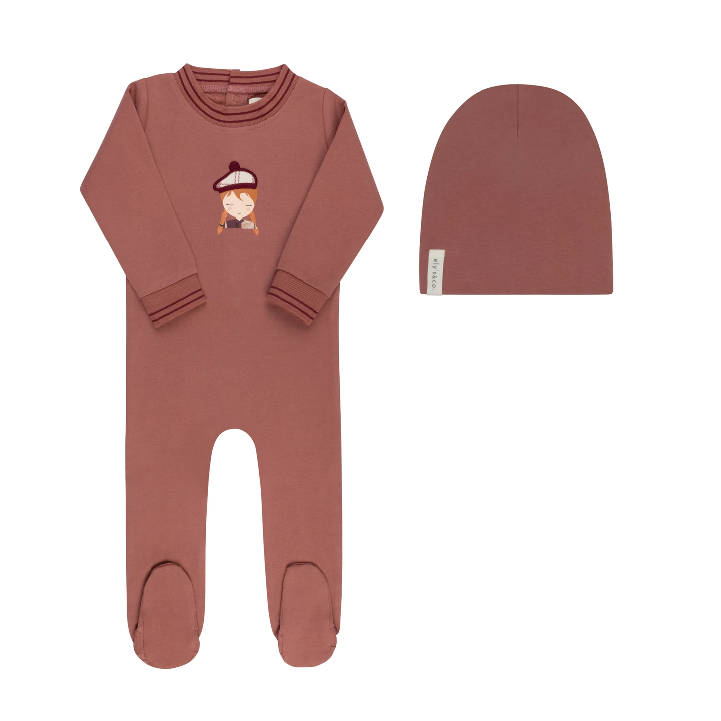 Ely's & Co Pink French Terry Scottish Footie With Beanie