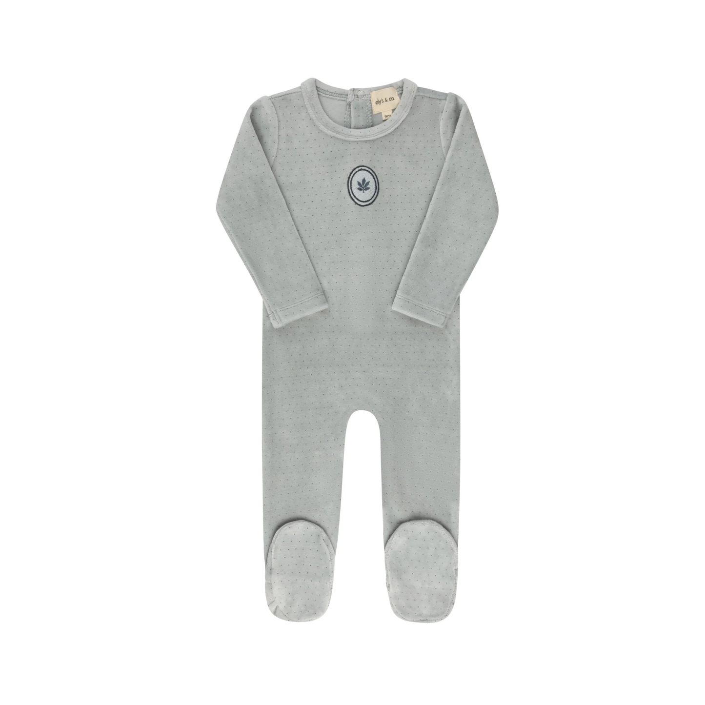 Ely's & Co Blue Embroidered Floral Dot Footie