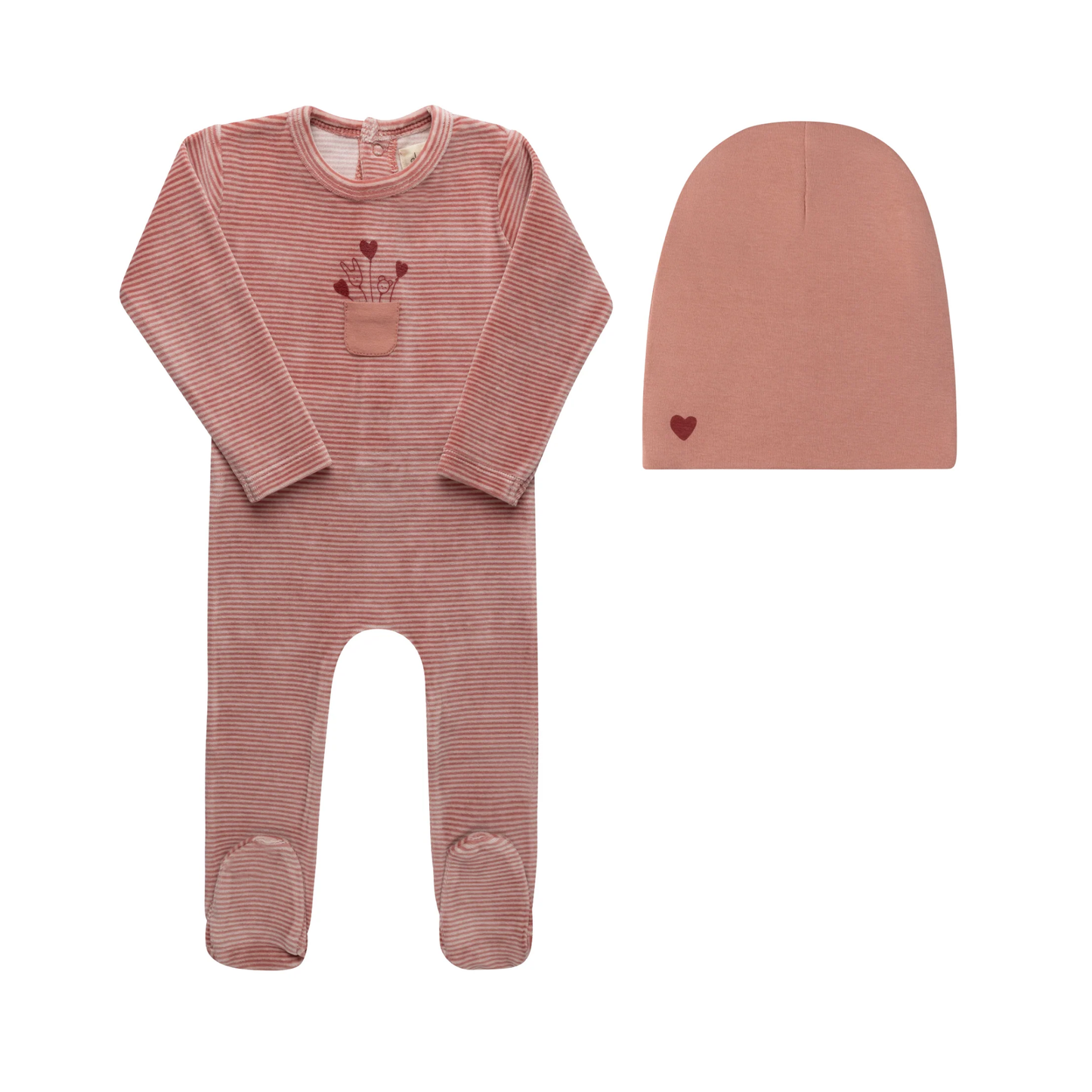 Ely's & Co Pink Stripe Footie With Beanie