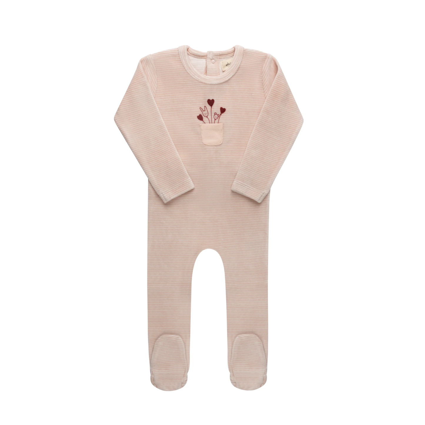 Ely's & Co Ivory Pink Stripe Footie