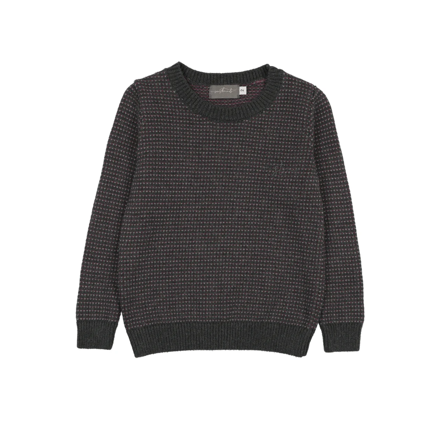 Sweet Threads Plum / Grey Duskwild Patterned Crew Neck Long Sleeve Sweater