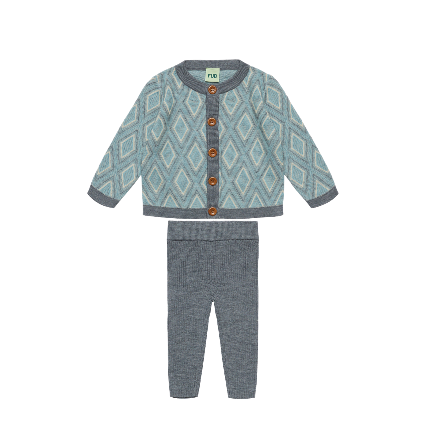 Fub Steel/Lt Grey Harlekin Cardigan Leggings Set