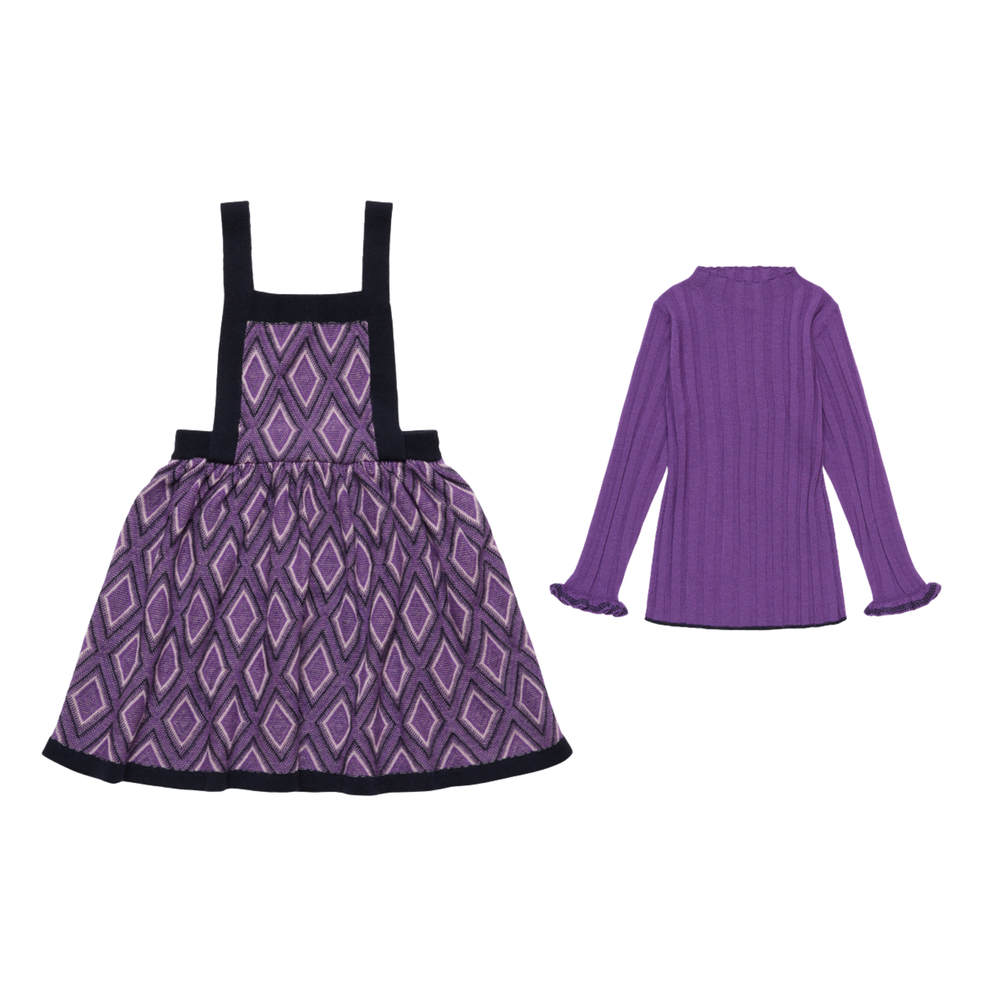 Fub Dark Navy/Violet Harlekin Sweater Dress Set