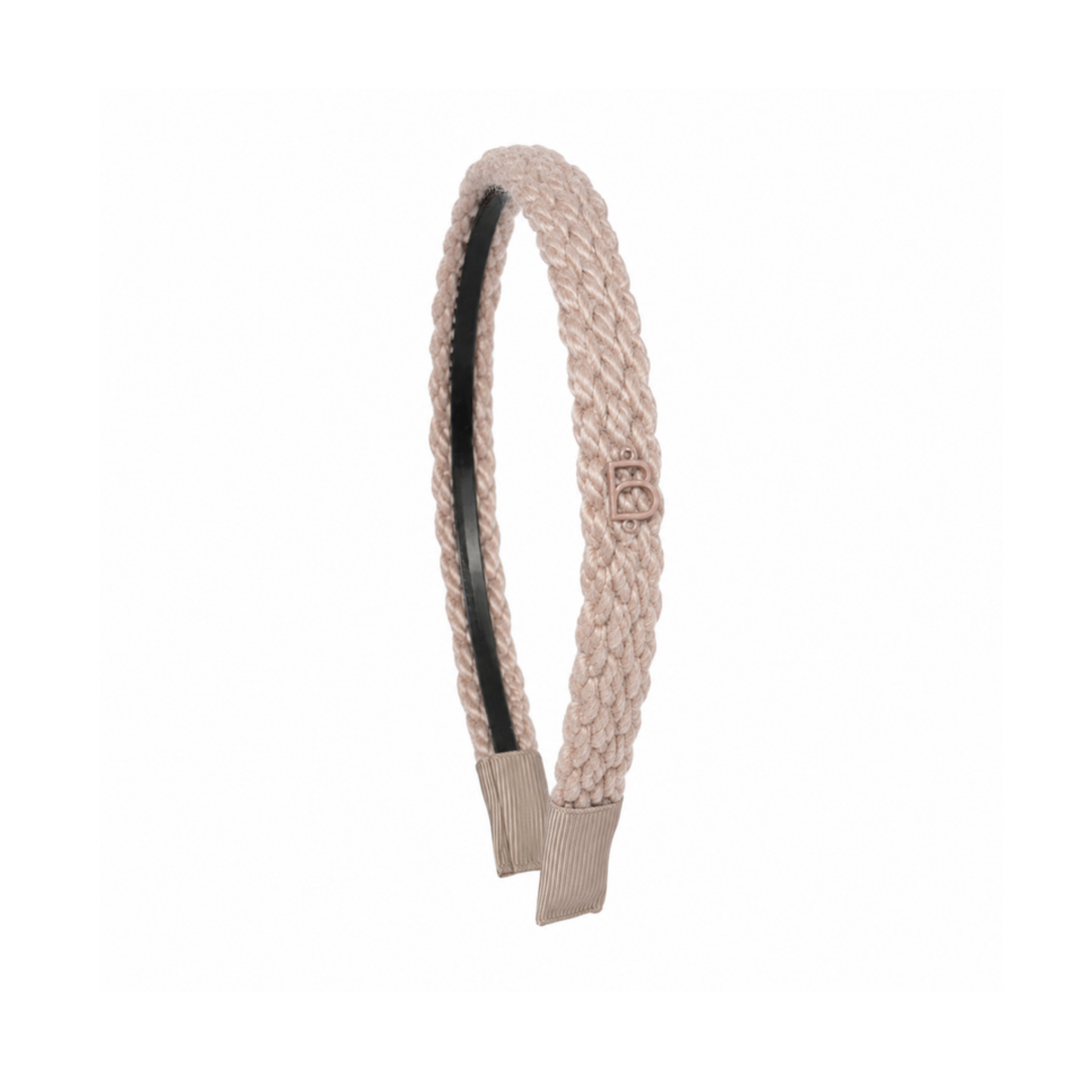 Bandeau Beigy Pink Text Wool Braid Thin Flat Headband