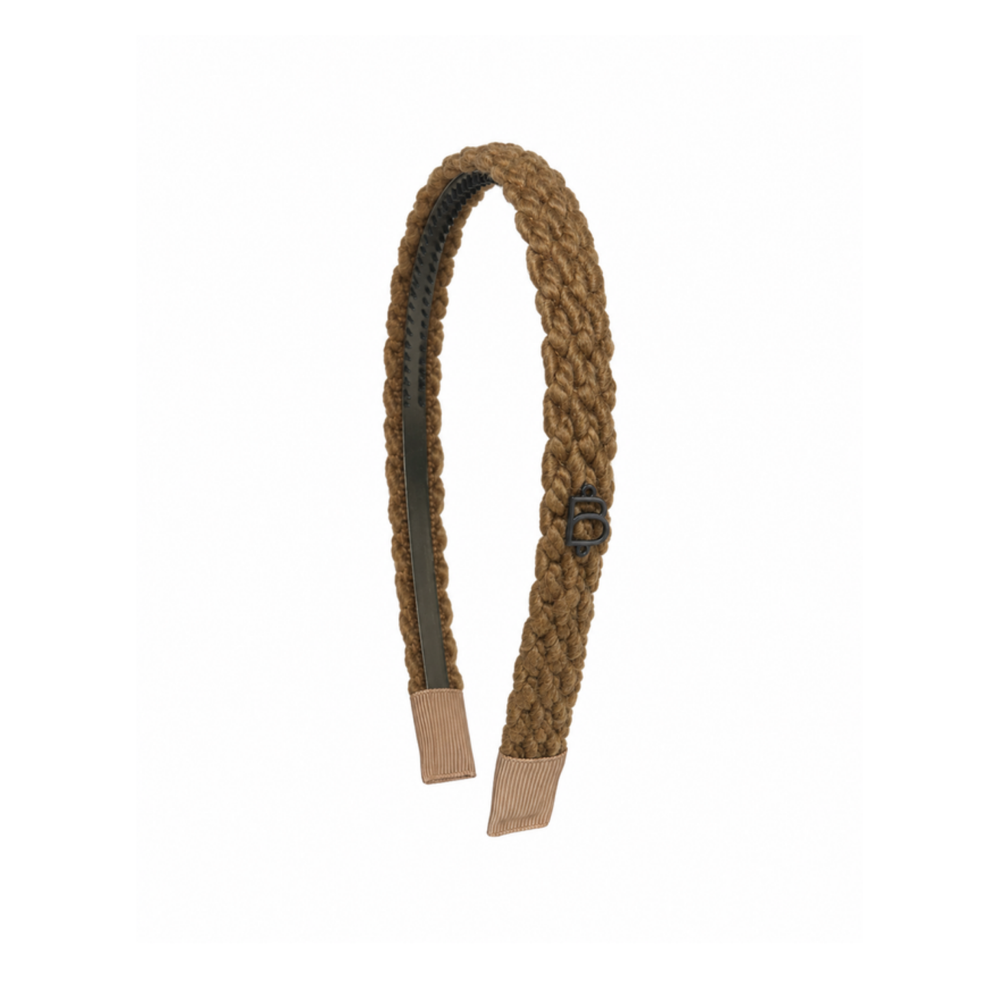 Bandeau Brown Text Wool Braid Thin Flat Headband