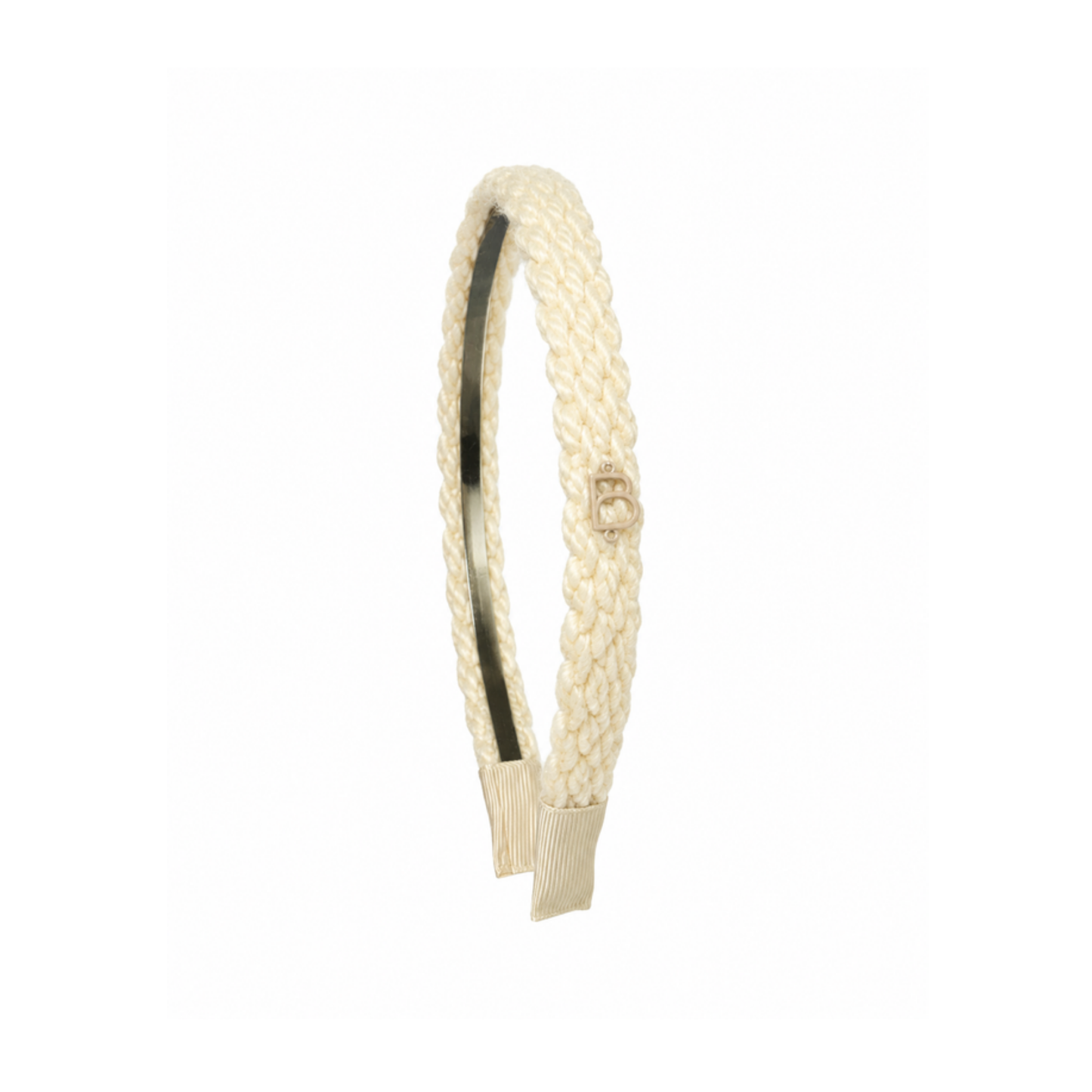 Bandeau Cream Text Wool Braid Thin Flat Headband