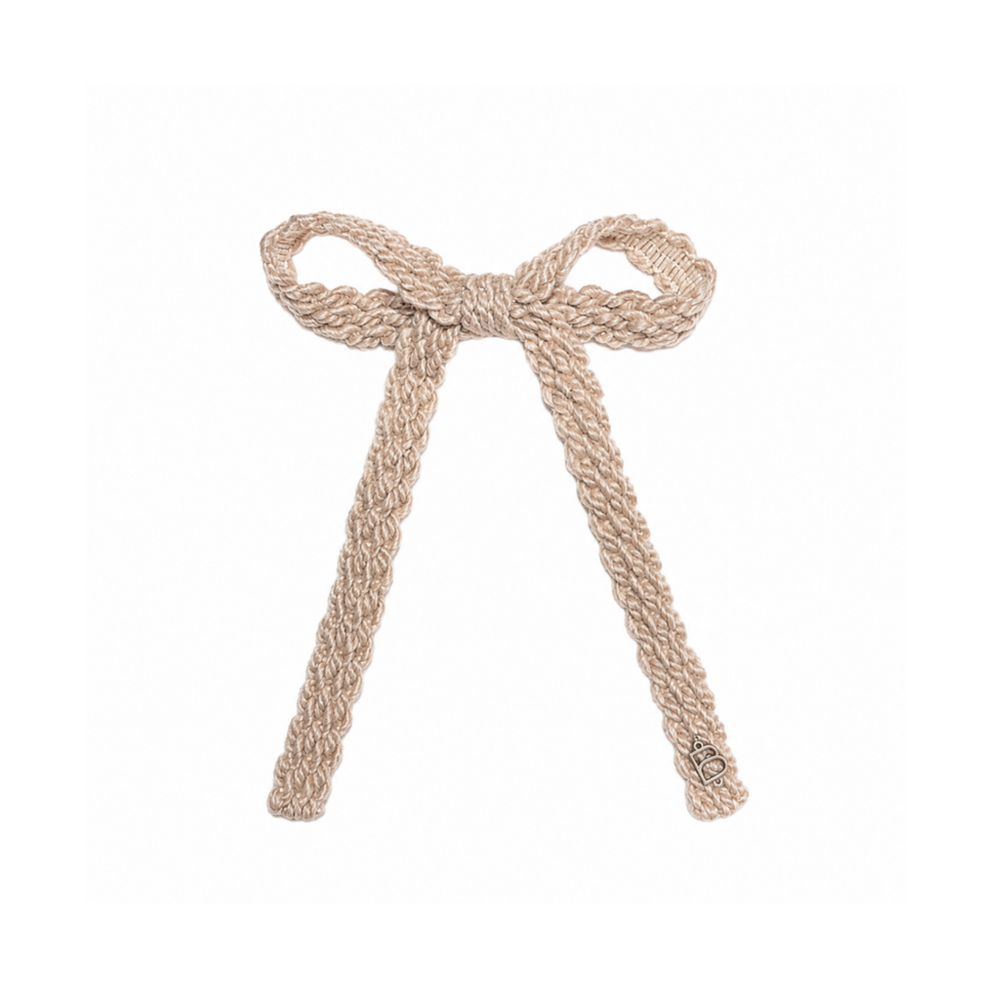 Bandeau Beigy Pink Text Wool Braid Large Bow Clip